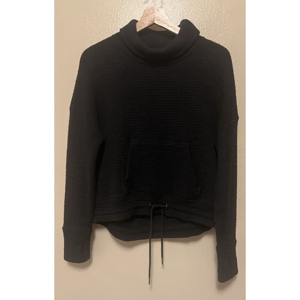 Sweaty Betty Sweater Black Cowl Neck Turtleneck Pullover Front Pocket Women's XS
